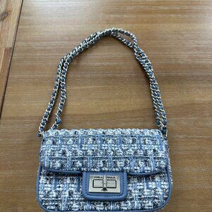 Karl Lagerfeld Blue Multi Agnes Tweed Crossbody Shoulder Bag